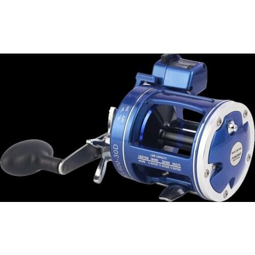 WALK FISH High Strength Aluminum Drum Reel Fishing Line Counter Trolling Fishing Reels 12BB 999FT Depth Finder Counter Meter