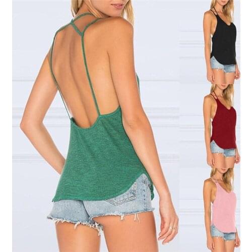 Women Sexy Sleeveless Vest Women Sexy Sleeveless Backless Vest Sexy Tops Open Back Crop A Line Shirt