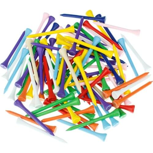 KOFULL 70/83MM 100Pcs Wood Golf Tees Supplies Rainbow Color Accessories