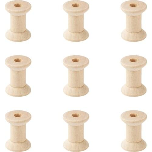 100pcs Wooden Empty Spools for Wire Thread Bobbins Coils Bobbin Tool DIY Roller for Sewing Crafts Wire Ribbon Needlework