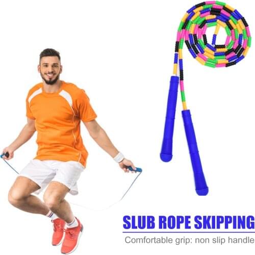 2.7m PVC Kids Adults Jump Rope with Colorful Beaded Segmentation + Anti Skid Handles Exercise Sports Skipping Rope