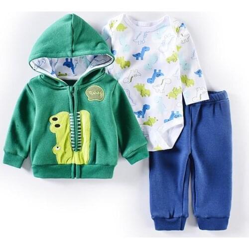 2021 New housing sets of boys hooded cardigan 3pcs baby set newborn baby clothes retail Baby Outfits Suit Infant boys Clothing