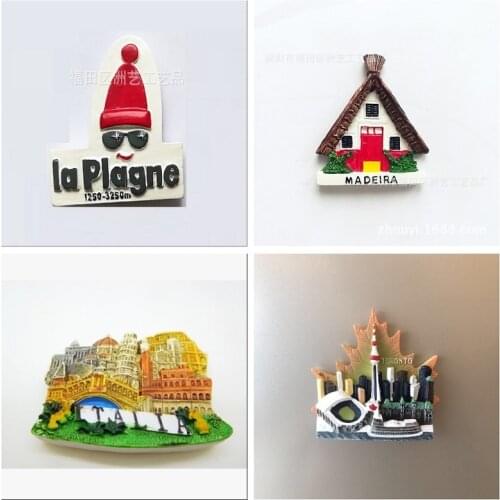 3d Resin Frige Magnets Italy Pisa tour Toronto Maple Leaf Magnetic Refrigerator Sticker Souvenir Magnet Refrigerator Decor Gifts