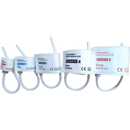 Neonate blood pressure cuffs disposable blood pressure cuff one tube for paitent monitor non woven neonatal nibp cuff 5pcs