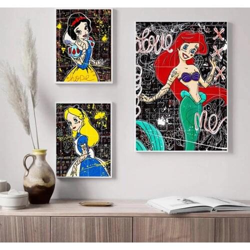 Abstract Disney Princess Canvas Painting Snow White Girls Print Poster Wall Graffiti Art Picture for Living Room Decor Cuadros