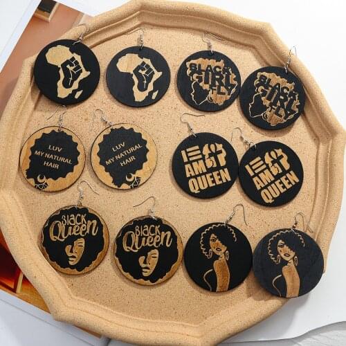 AENSOA Wooden Drop Earrings For Women Statement Vintage Wood Round Dangle Earrings Pendant Earrings Jewelry Wholesale