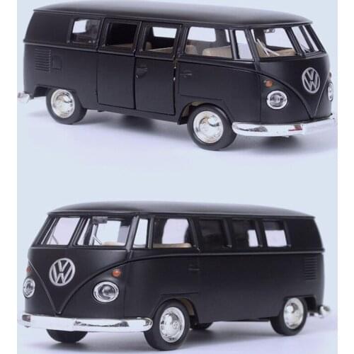 Mute Black Off-Road Vehicle Die-Casting Model 1:36 T1 Bus Alloy Car Model Two Open Door Childrens Toy Car Collection Gift