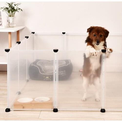 Large Indoor Pet Cage DIY Puppy Kennel Folding Playpen Iron Fence for Cat Dog House Exercise Training with Matt Plastic Board