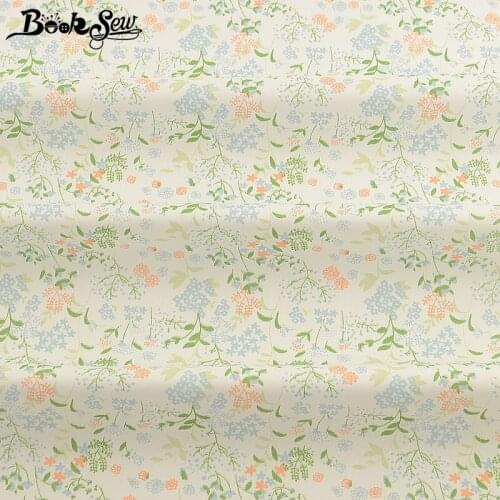Booksew Tecido Textile Fabric Meter Printed Floral Fabric Material 100% Cotton Twill White Cloth Tela DIY Patchwork Sewing Tissu