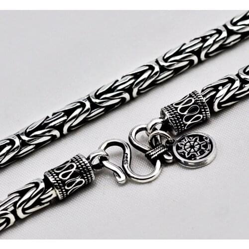 Solid 990 sterling Silver women men classic Rock Vintage Jewelry Handmade collection heavy biker necklace chain A4005