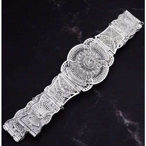 Elegant round crystal rhinestone waist chain metal belt classical lady rose gold wedding dress metal belt