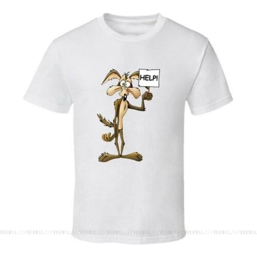 Wile E Coyote Help Graphic T-Shirt Mens Size S 3XL Fan Gift New From US Cotton Unisex Men Women Tops Tee Shirt
