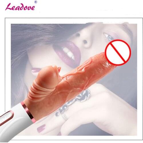 Tongue Blowjob Licking Stretch Dildo Vibrator Heating Tight Retractable Clitoris Stimulation Woman Sex Toy Masturbator YJ0128