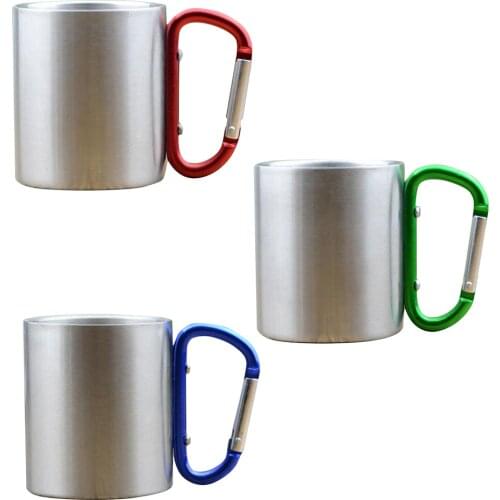 300ml/10ounce Camping Mug Carabiner Lock Metal Outdoor Backpacking Travel Cups Beer Coffee