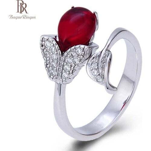 Bague Ringen 925 Sterling Silver Ring Luxury Designer for Women With 8.5*5.8mm Created Ruby Gemstone Lady Party Gift
