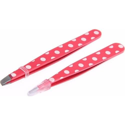 2Pcs New Women Lady Stainless Steel Hair Removal Eyebrow Tweezer Beauty Makeup Cosmetic Tool Accessories
