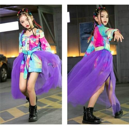 Costume for Girls Fashion Model Catwalk Top Pants Jazz Hip Hop Ballroom Stage Dance Multicolor Costumes Kids Rave Clothes