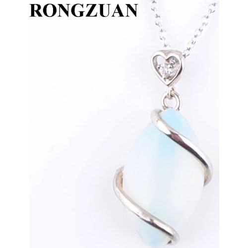 RONGZUAN Necklace & Pendant Natural Opal Stone Horse Eye Shape Bead Reiki Chakra Pendant Chain Necklaces Jewelry TN3244
