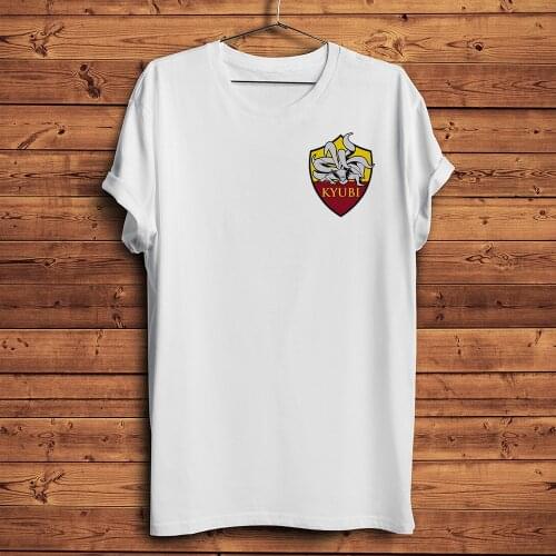 Kyubi Kurama badge funny anime tshirt men summer new white casual short sleeve o-neck t shirt unisex streetwear tee