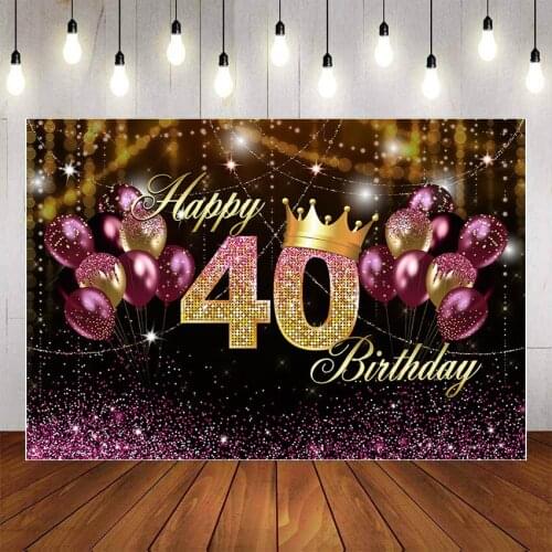 Mehofond Happy 40th Birthday Party Photography Background Shining Purple Gold Balloon Adult Portrait Decor Backdrop Photo Studio