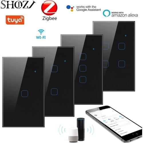 TUYA WiFi Touch Switch Wall Light Switch Smart Home Zigbee Wireless Remote Control US Standard Works With Alexa Google Home