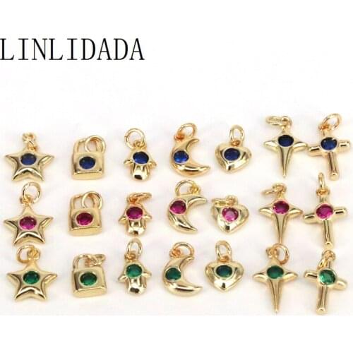 30Pcs new arrival cute small cz charm pendant,high quality gold plated charm pendant for necklace jewelry making