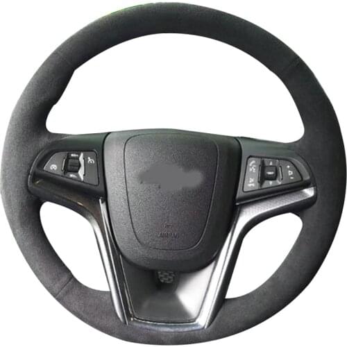 All Black Suede Leather Steering Wheel Red Stitch on Wrap Cover Fit For Chevrolet Malibu 2011-2014 Volt 2011-2015