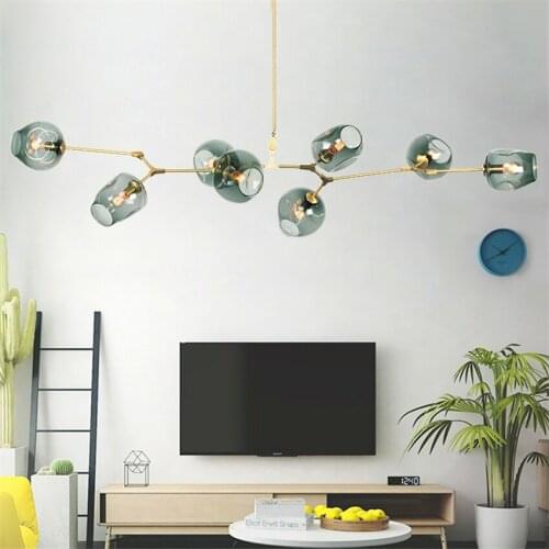 Postmodern Trend LED Pendant Lamp Living Room Villa Clothing Indoor Hanging Lamp Lighting Molecule Glass Ball Kitchen Fixtures