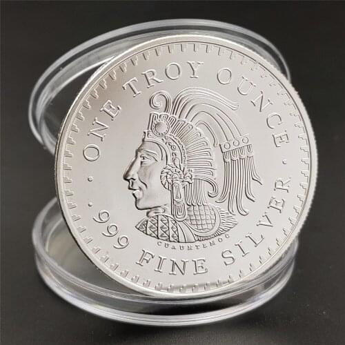 Drop Shipping 1oz Mexican 999 Fine Silver Coin Replica Maya Prophecy Calendar Commemorative Coins Souvenir Gifts