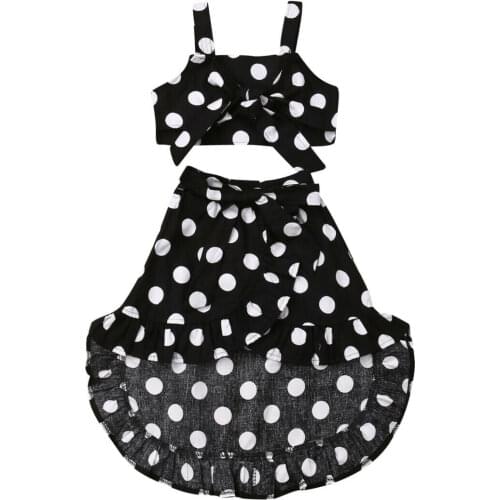 Pudcoco 2019 Newborn Infant Baby Girls Irregular Summer Clothes Set Bowknot Tops Braces Skirt Kids Outfits Children Clothing