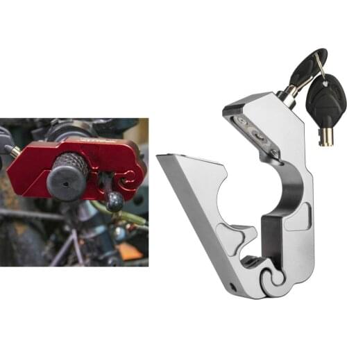Silver Aluminum Motorcycle Handle Grip Security Lock Handlebar Brake Lever Lock