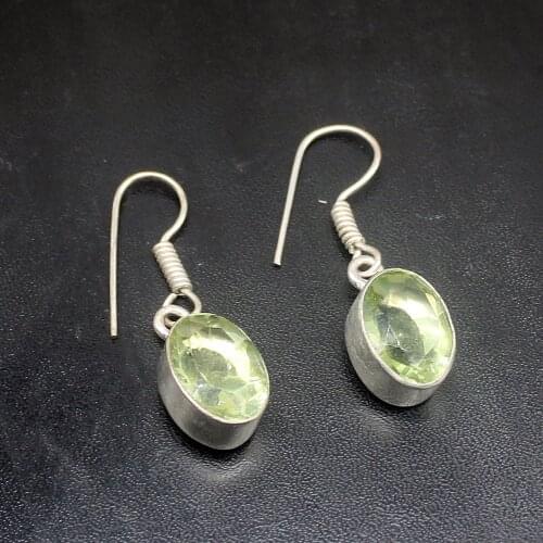 Gemstonefactory Big Promotion 925 Silver Royal Shiny Green Topaz Fashion Women Ladies Gifts Dangle Drop Earrings 20212426