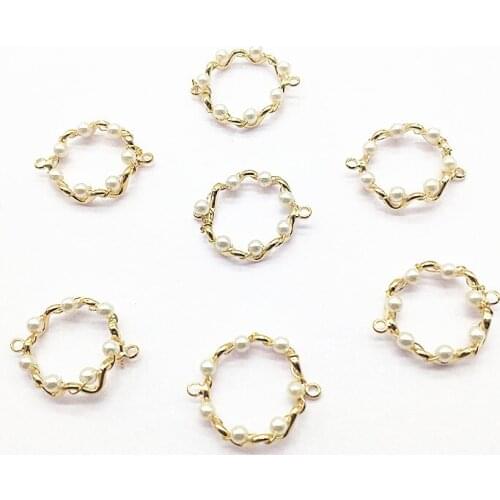 New arrival!25x20mm 20pcs Copper Plating Real gold Imitation pearl Connector for Earrings DIY parts,Jewelry Findings & Component