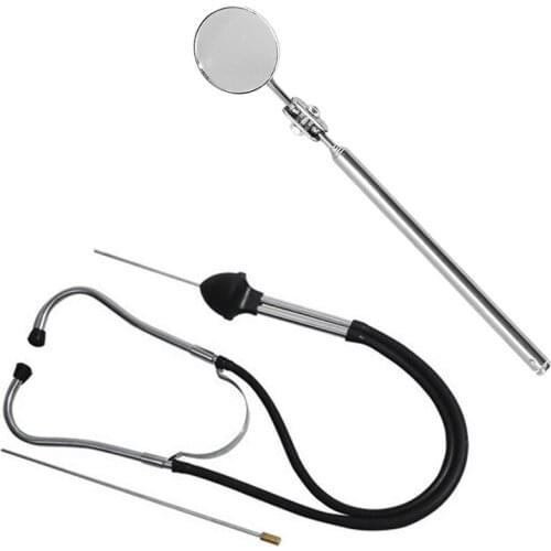 Car Stethoscope Auto Mechanics Engine Cylinder Stethoscope & Universal Automotive Maintenance Inspection Mirror Folding