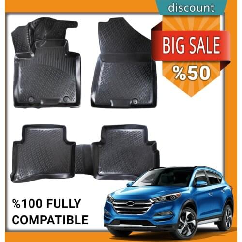 Rizline For Hyundai Tucson 2015-2020 3D Fully Fit Thermo Rubber All Weather Car Floor Mat Set Black