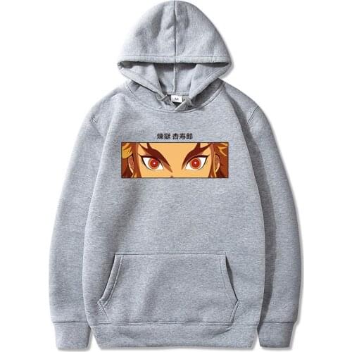 Demon Slayer Hoodie Kimetsu No Yaiba Kyojuro Rengoku Costume Hoodies Flame Hashira Eyes Printing Sweatshirt Dropship Clothing