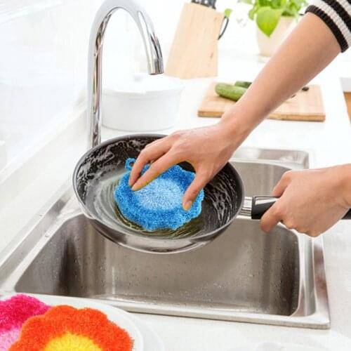 Bowls Pan Washing Cleaning Cloth Dish Scrubber Sponge Flower Shaped Non-scratch Cute Home Kitchen Tableware Wash Tools