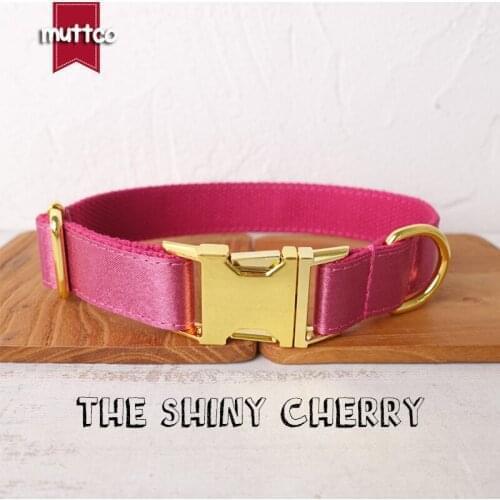 MUTTCO unique dog collar THE SHINY CHERRY convenient to walk the dog leash accessory for small medium large dog 5 size UDC113B