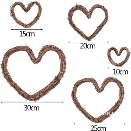 1Pcs Heart Wreath Natural Rattan Weaving Material DIY Wreath Wedding Home Door Decoration Valentines Day Gift