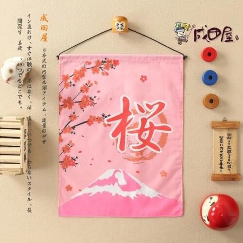 Japanese style decoration door curtain fabric sakura cherry flag valance Fujiyama Japan sushi restaurant bar kitchen window