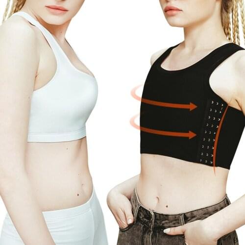 S-6XL Tomboy Les Lesbian FTM Trans Mesh Short Chest Binder Women Flatten Breast Cosplay Shaper Corset Vest Tank Tops Plus Size