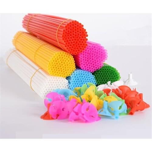 100sets 27cm Balloons Holder Sticks with Cup Latex Balloon Stick White PVC Rods birthday wedding Party Decoration supplies