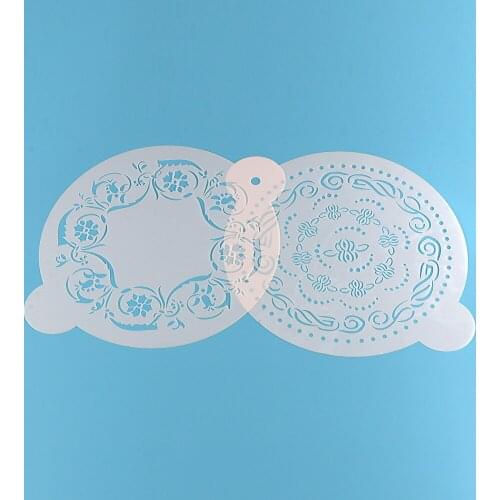 2PCS Valentines Day Cake Stencil Cake Top Stencil Molds Flower Stencils For Christmas Decoration Wedding Cake Tools