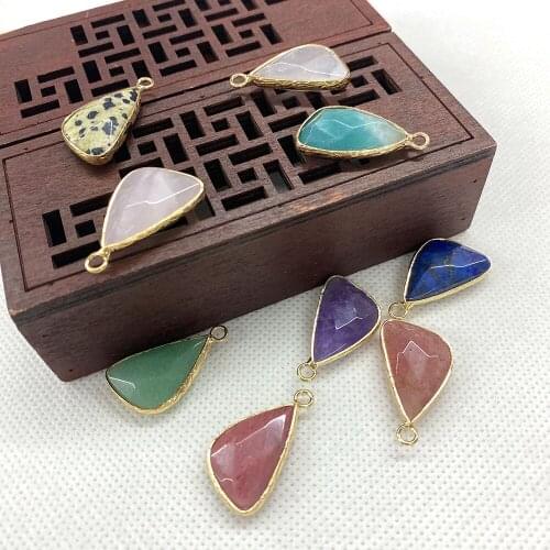 Natural Stone Pendant Irregular Shape Lapis Lazuli Powder Crystal Mixed Color Necklace Pendant Suitable for Jewelry Making 3pcs