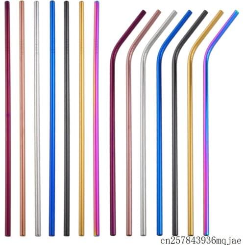 300pcs Colorful Drinking Straws for Cups Mugs Stainless Steel Drink Straws Durable Reusable Bar Drink Accessories