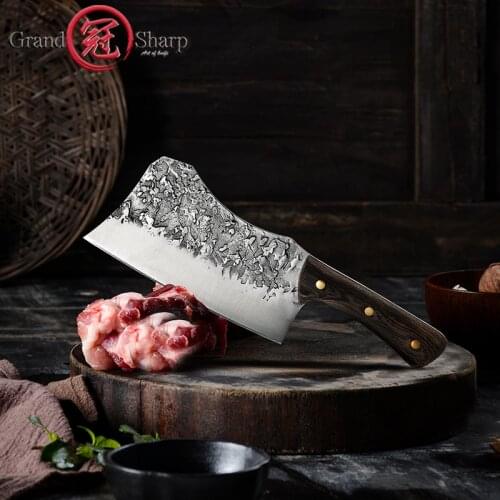 7'' Forged Cleaver Kitchen Knife Butcher Knife Boning Meat Chopping Cleaver Handmade Chef Serbian Knives GRANDSHARP