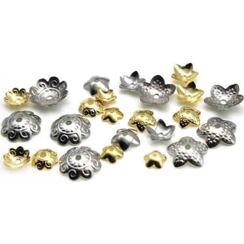 7mm 10mm Gold Stainless Steel Flower Charm Beads Caps Torus For Jewelry Making End Caps Accessories DIY Craft Necklaces Findings