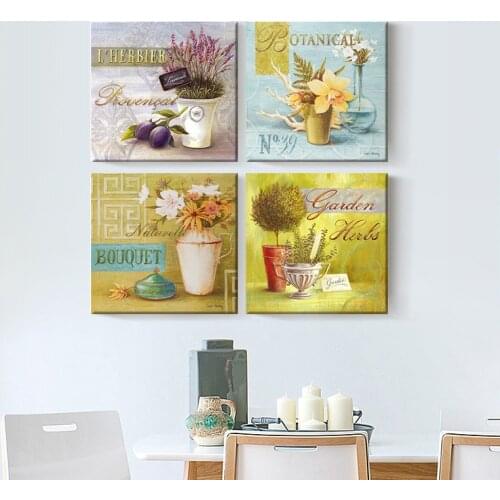 Abstract Still Life Decorative Painting Flower And Leaves Retro Transparent Vase Text Canvas Wall Picture Poster Living Room