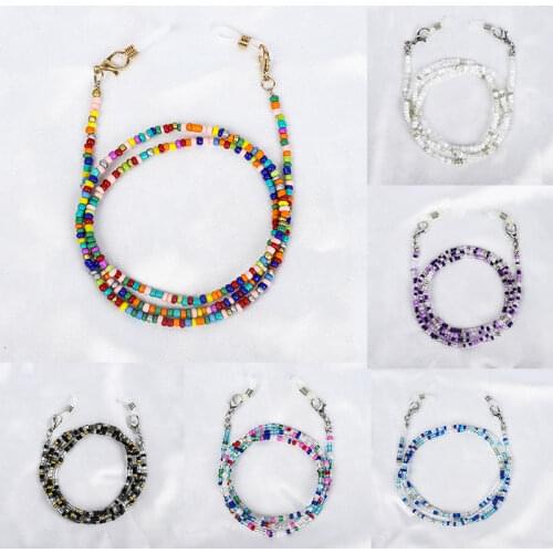 Bohemian Colored Mask Strap Beaded Glasses Chains Women Face Mask Lanyard Anti Slip Womens Neck Chain For Eyeglass Sunglasses