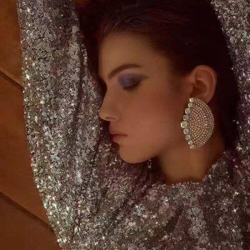 New fashion womens crystal big earrings jewelry hot sale boutique Rhinestone shiny earrings wholesale jewelry Christmas gifts